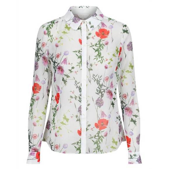 NEW TED BAKER women's hedgerow shivany sheer floral shirt in multi - Picture 2 of 7